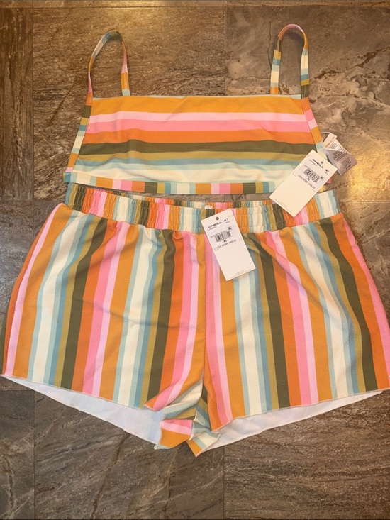 O'Neill Other - O'Neill Women's Multicolor Striped Swim Shorts/Top - Pink, Orange, Green & Blue